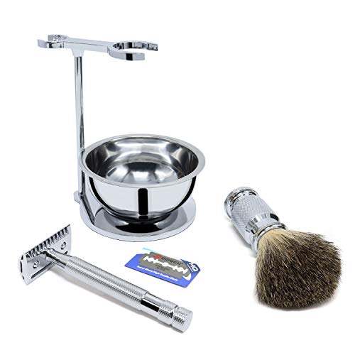 Jolitac Wet Shaving Kit For Men - Badger Hair Shaving Brush, Shaving Stand, S...