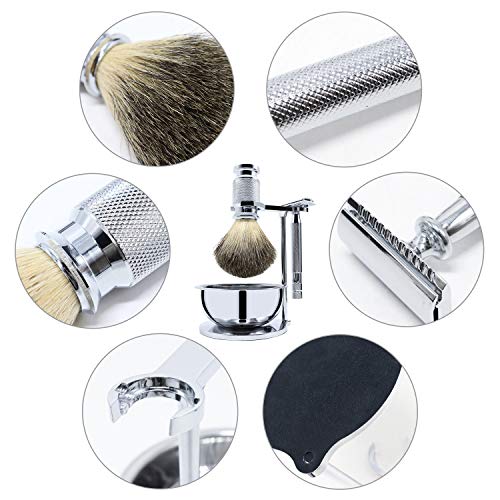 Jolitac Wet Shaving Kit For Men - Badger Hair Shaving Brush, Shaving Stand, S...