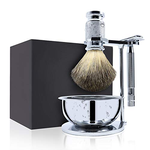 Jolitac Wet Shaving Kit For Men - Badger Hair Shaving Brush, Shaving Stand, S...