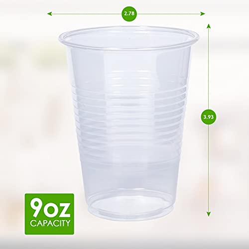 100 Pack 9Oz Clear Plastic Cups,9 Ounce Disposable Cups, Cold Party Drinking ...