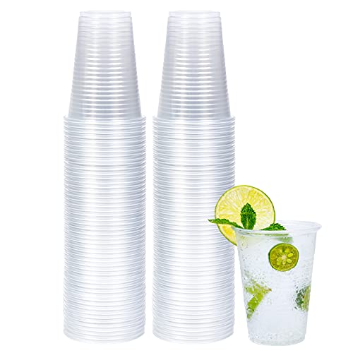 100 Pack 9Oz Clear Plastic Cups,9 Ounce Disposable Cups, Cold Party Drinking ...