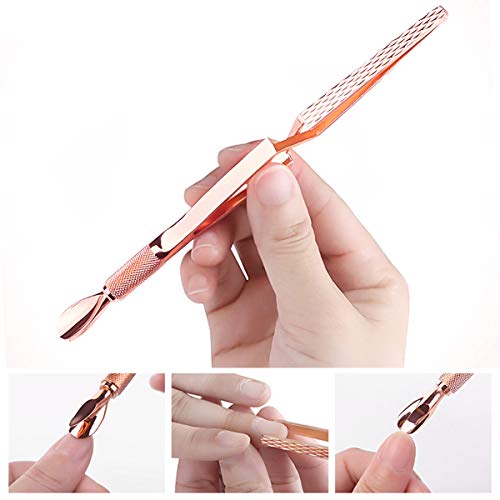 Rose Gold Stainless Steel Nail Art Tools Pinching Cuticle Pusher and Cuticle ...
