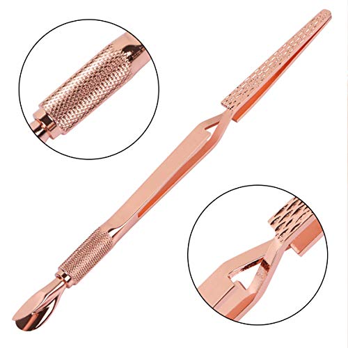 Rose Gold Stainless Steel Nail Art Tools Pinching Cuticle Pusher and Cuticle ...