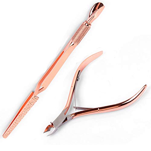 Rose Gold Stainless Steel Nail Art Tools Pinching Cuticle Pusher and Cuticle ...