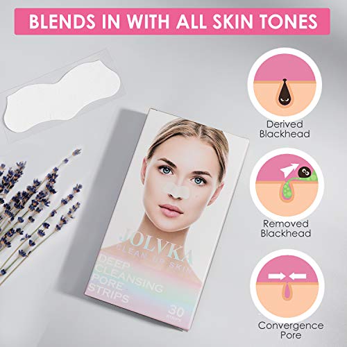 JOLVKA Blackhead Pore Strips ,30 strips, Blackhead Remover Deep Cleansing Por...