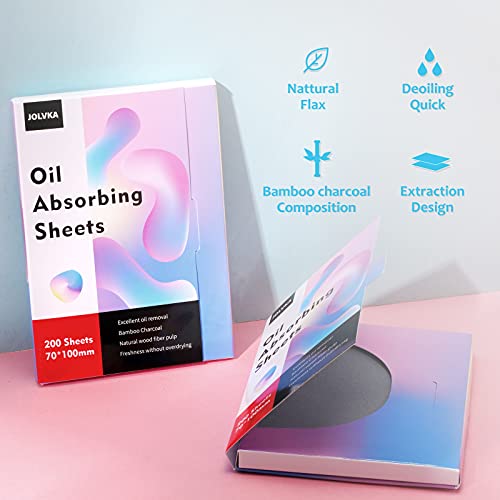 JOLVKA Oil Absorbing Sheets Film (200 Sheets), Oil Control Blotting Paper, Ba...