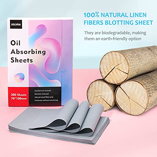 JOLVKA Oil Absorbing Sheets Film (200 Sheets), Oil Control Blotting Paper, Ba...