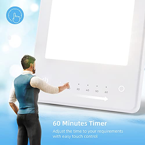 LED Light Therapy Lamp, UV-Free 10000 Lux Bright White Therapy Light, Touch C...