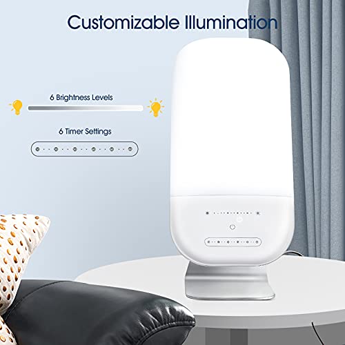 Light Therapy Lamp, LED Bright White Therapy Light - UV Free 10000 Lux, 6 Bri...
