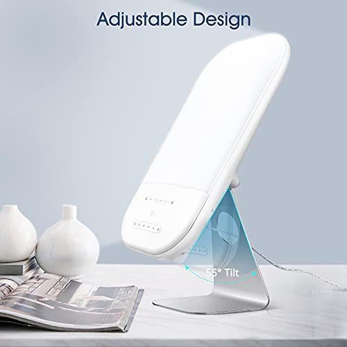 Light Therapy Lamp, LED Bright White Therapy Light - UV Free 10000 Lux, 6 Bri...