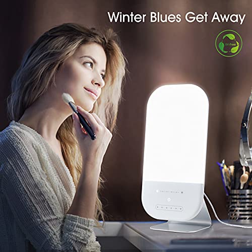 Light Therapy Lamp, LED Bright White Therapy Light - UV Free 10000 Lux, 6 Bri...