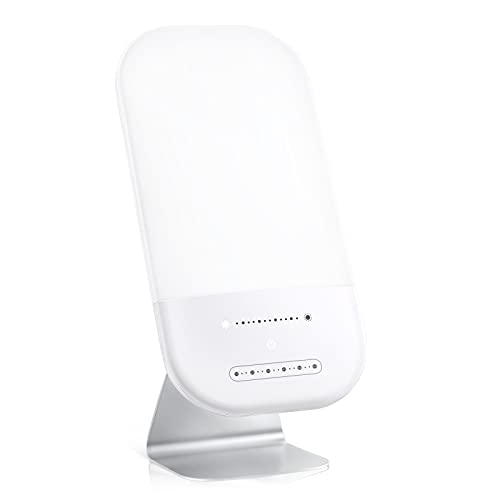 Light Therapy Lamp, LED Bright White Therapy Light - UV Free 10000 Lux, 6 Bri...