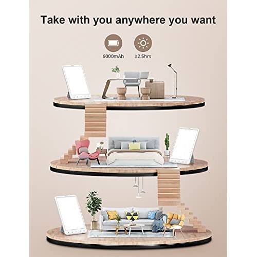 Light Therapy Lamp,Rechargeable, 11-in Cordless UV-Free Light Box, Portable 1...