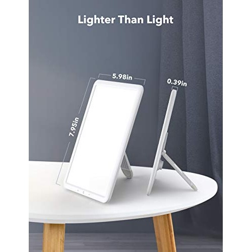 Light Therapy Lamp, Ultra-Thin UV-Free 10000 Lux Therapy Light, Timer Functio...