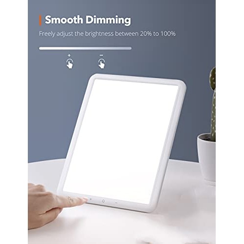 Light Therapy Lamp, Ultra-Thin UV-Free 10000 Lux Therapy Light, Timer Functio...