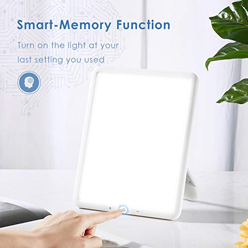 Light Therapy Lamp, Ultra-Thin UV-Free 10000 Lux Therapy Light, Timer Functio...