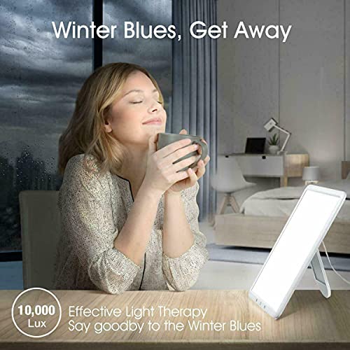 Light Therapy Lamp, UV-Free 10000 Lux Bright White Therapy Light, 90° Rotatab...
