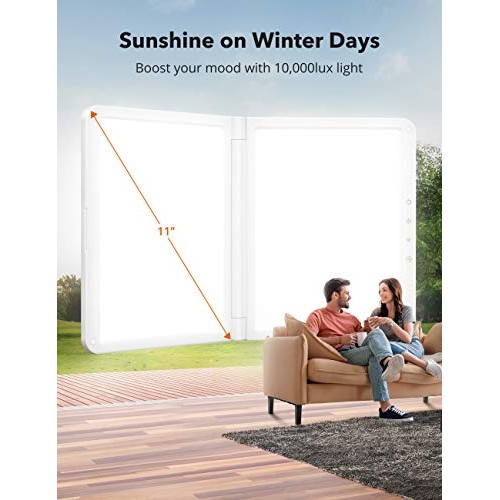 Light Therapy Lamp, UV-Free 10000Lux LED Therapy Light, Timer Function, Adjus...