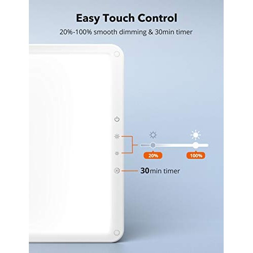 Light Therapy Lamp, UV-Free 10000Lux LED Therapy Light, Timer Function, Adjus...