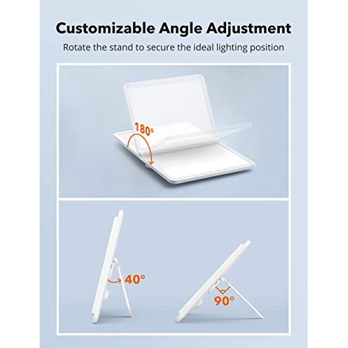 Light Therapy Lamp, UV-Free 10000Lux LED Therapy Light, Timer Function, Adjus...