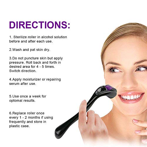 Derma Roller, Titanium Microneedle Roller for Face 540 Micro Needles New Cosm...