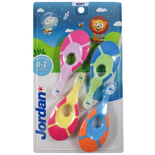 Jordan Step 1 Baby Toothbrush, 0-2 Years, Soft Bristles, BPA Free 4 Pack
