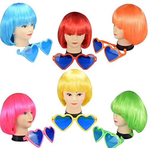 JOSHUAGOLD 12 Pieces colored wigs Short Bob Hair colorful Wigs Multicolored C...