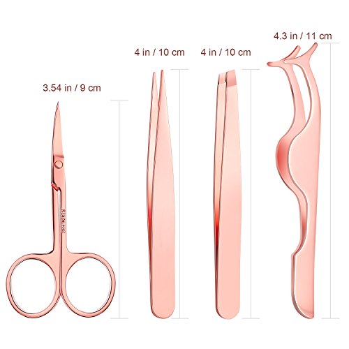 Jovitec Fake Eyelashes Applicator Tool, Slant Tip Hair Tweezers, Eyebrow Twee...