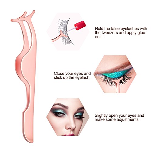 Jovitec Fake Eyelashes Applicator Tool, Slant Tip Hair Tweezers, Eyebrow Twee...