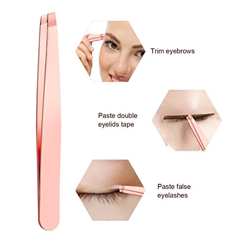 Jovitec Fake Eyelashes Applicator Tool, Slant Tip Hair Tweezers, Eyebrow Twee...