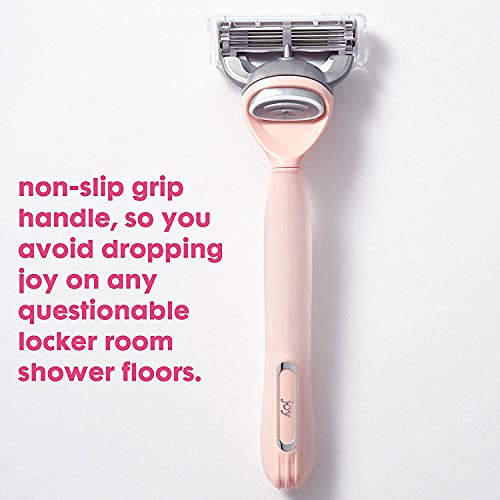 joy Razors for Women, 1 Handle, 4 Razor Blade Refills, Pink, Lubrastrip to He...