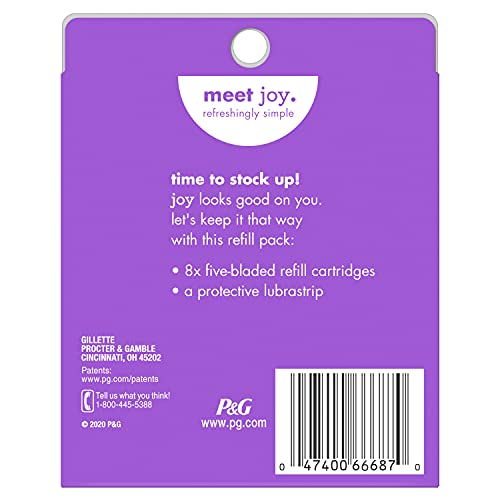 joy Womens Razor Blade Refills, 8 Count, Purple, Lubrastrip to Help Avoid Ski...