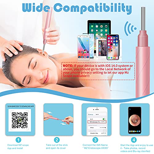 Ear Wax Remover,Wireless Otoscope Earwax Removal Tool 1080P HD WiFi Ear Endos...