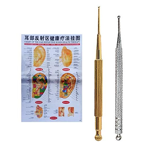 Facial Reflexology Tools, Double Headed Spring Loaded Ear and Body Point Prob...