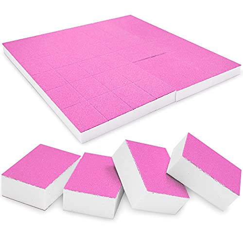 JoyJour Nail Mini Buffer Block File Grit 2 Sided (130 Count) (Pink)