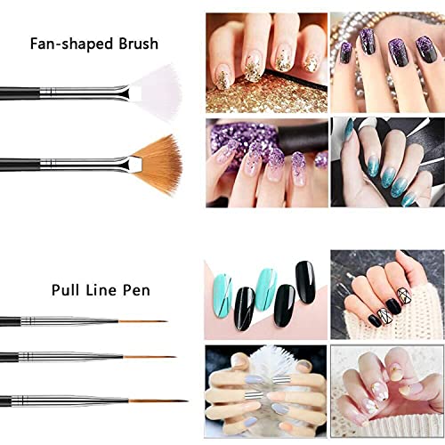 JOYJULY 20pcs Nail Art Design Tools, 15pcs Painting Brushes Set with 5pcs Dot...