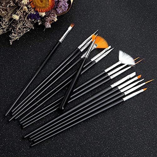JOYJULY 20pcs Nail Art Design Tools, 15pcs Painting Brushes Set with 5pcs Dot...