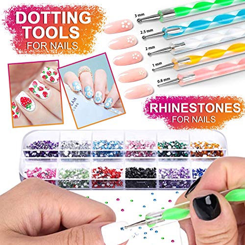 JOYJULY Nail Art Brushes Kit, 3D Nail Art Decorations Kit with Nail Dotting T...