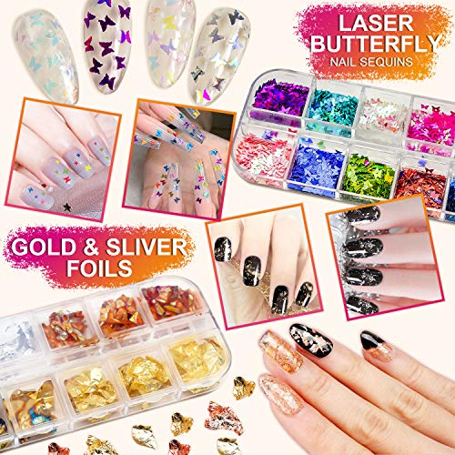 JOYJULY Nail Art Brushes Kit, 3D Nail Art Decorations Kit with Nail Dotting T...