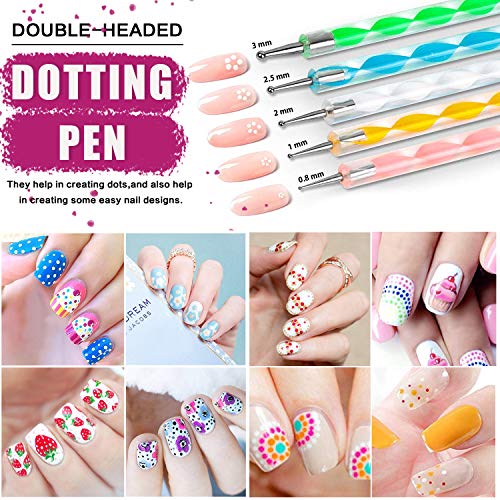 JOYJULY Nail Art Brushes Kit Nail Dotting Tools,Crystals Glass AB Nail Art Rh...