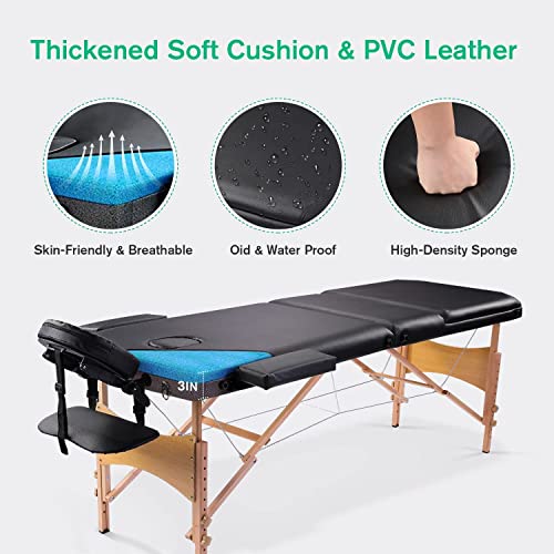 【Limited TIME Offer】 3-Section Ergonomic Massage Table Portable, 84 Inches ...