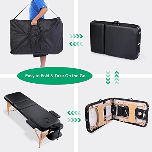 【Limited TIME Offer】 3-Section Ergonomic Massage Table Portable, 84 Inches ...