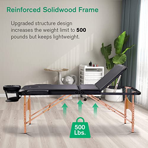 【Limited TIME Offer】 3-Section Ergonomic Massage Table Portable, 84 Inches ...