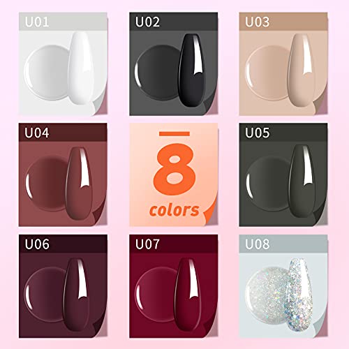 Gel Nail Polish, Joytii 8 Colors Gel Nail Polish Set with Base Coat, Glossy a...