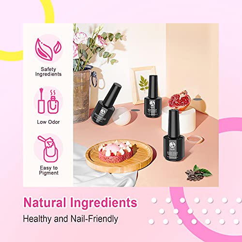 Gel Nail Polish, Joytii 8 Colors Gel Nail Polish Set with Base Coat, Glossy a...