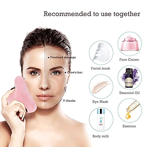 Gua Sha Massage Tool Natural Rose Quartz Jade Gua Sha Stones for Facial and S...