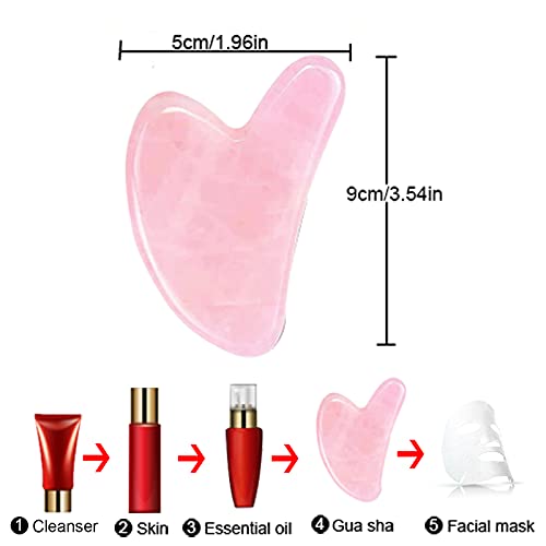 Gua Sha Massage Tool Natural Rose Quartz Jade Gua Sha Stones for Facial and S...