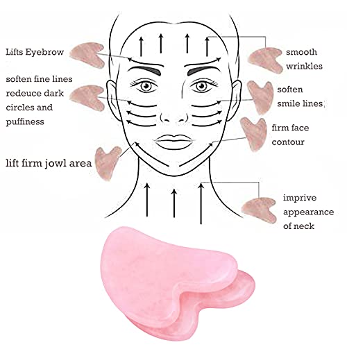 Gua Sha Massage Tool Natural Rose Quartz Jade Gua Sha Stones for Facial and S...
