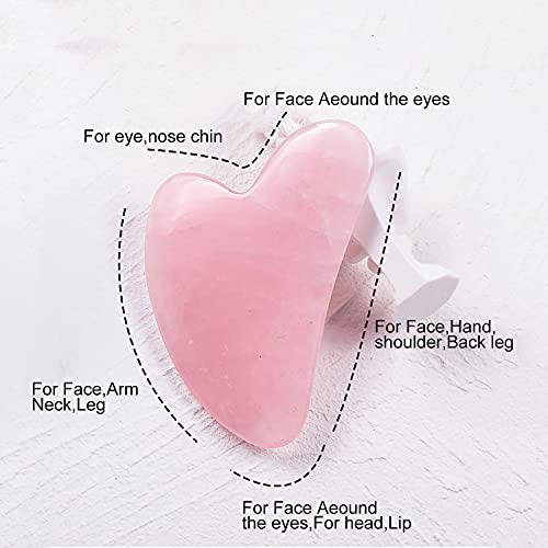 Gua Sha Massage Tool Natural Rose Quartz Jade Gua Sha Stones for Facial and S...