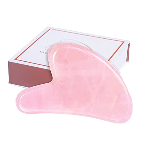 Gua Sha Massage Tool Natural Rose Quartz Jade Gua Sha Stones for Facial and S...